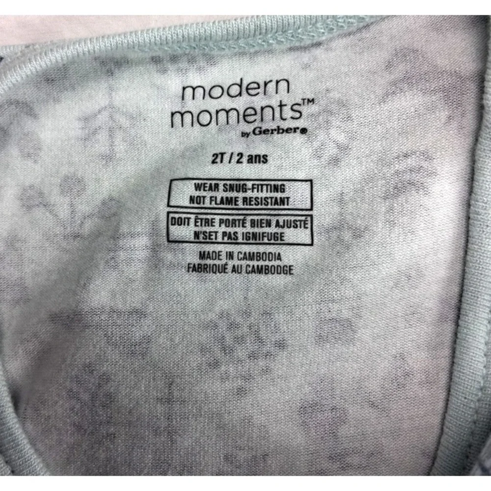 2 Modern Moments Soft Viscose Sleepers Unisex 2T Toddler Open Feet Gray Blue NEW